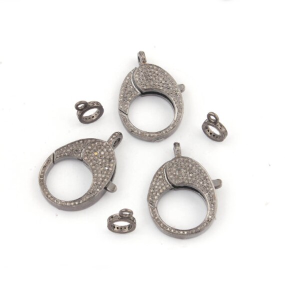 Pc Pave Diamond Lobster, 925 Sterling Silver, Pave Diamond Clasp