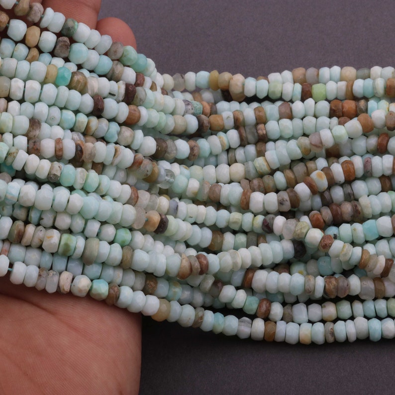 13 Strands Peru Opal Rondelles Faceted Roundelle Beads Gemstone beads jewelry making supplies 5mm  13.5 inch Long GB127