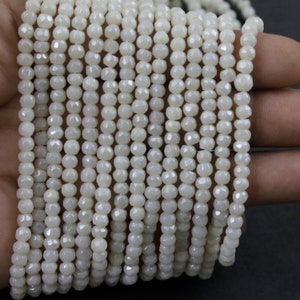 5 Strands White silverite Rondelles,Faceted Rondelles Beads, Gemstone beads, Rondel beads, jewelry making supplies 3mm-4mm 13 inch Long