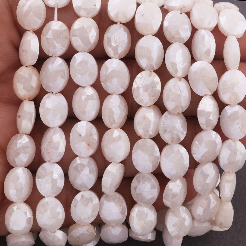 1 Strand White Silverite Oval Beads,Faceted Gemstone Semi Precious Oval Beads,Jewelry Supplies 10mmx7mm 15 inches SP657