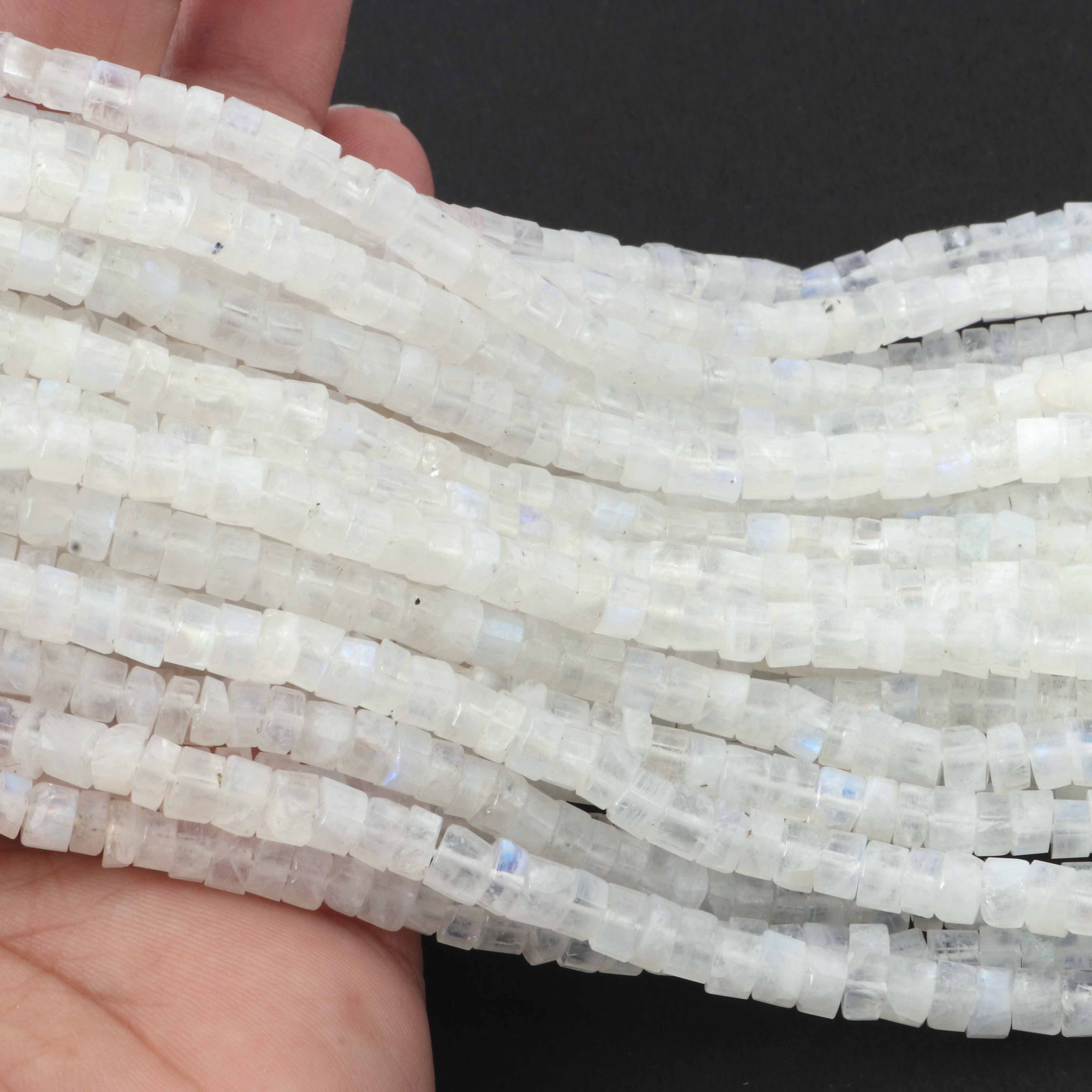thumbnail image 2 of Natural Rainbow Moonstone Rondelle Beads Strand – 6x6 To 7xmm, AAA Quality, 8 Inch 2 of 6