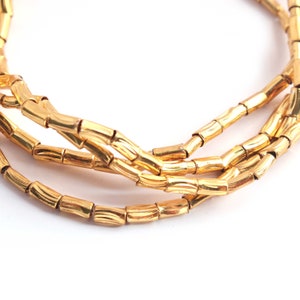 2 Strands Gold Plated Designer Copper Tube Beads, Designer Tube Beads, Jewelry Making Supplies, 57mmx46 mm, 8 inches  CCB634