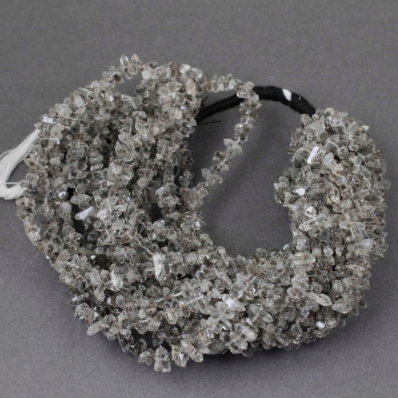 9 Stands Herkimer Diamond Quartz Nuggets Briolettes Herkimer Rough Stone Beads Jewelry Supplies 3mmx4mm-3mmx10mm 16 inches Bulk Lot SP453