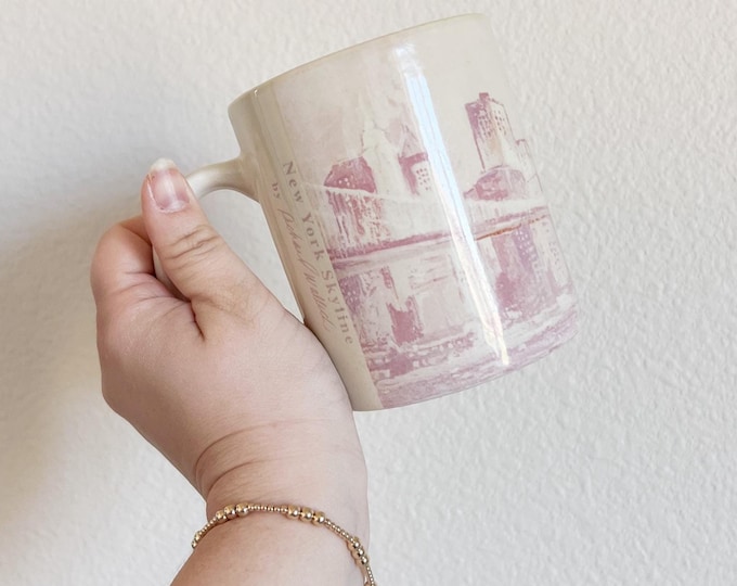 New York City Mug, Pink NYC Skyline Mug, Pink and White Mug, New York Coffee Mug, NYC Coffee Mug, New York Lover Gift, NYC Housewarming Gift