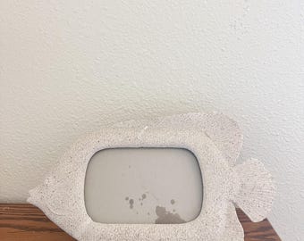 Stone Fish Frame, Coastal Photo Frame, Fish Photo Frame, Coastal Home Decor, Vintage Stone Frame, Unique Photo Frame, Beach House Frame