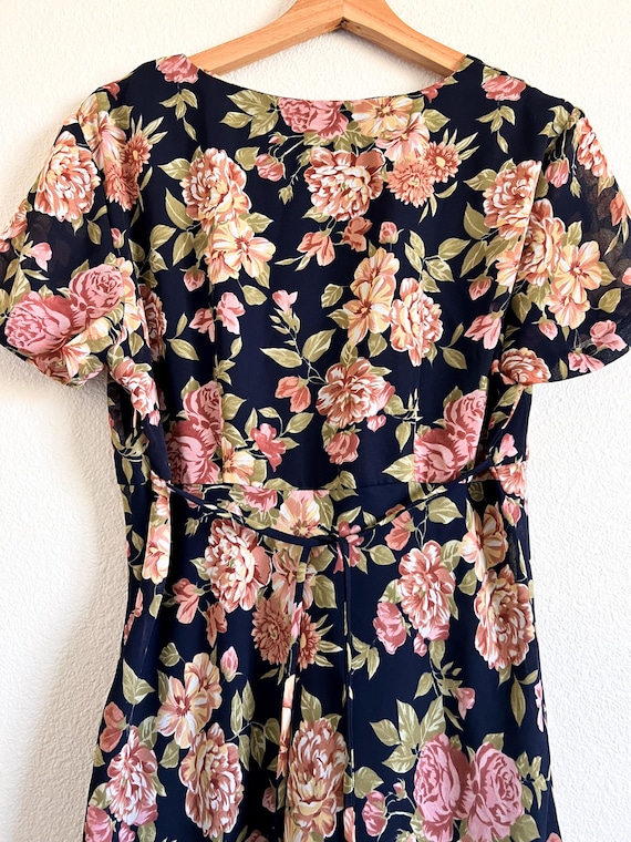 Navy Vintage Bloom Printed Maxi Shirt Dress