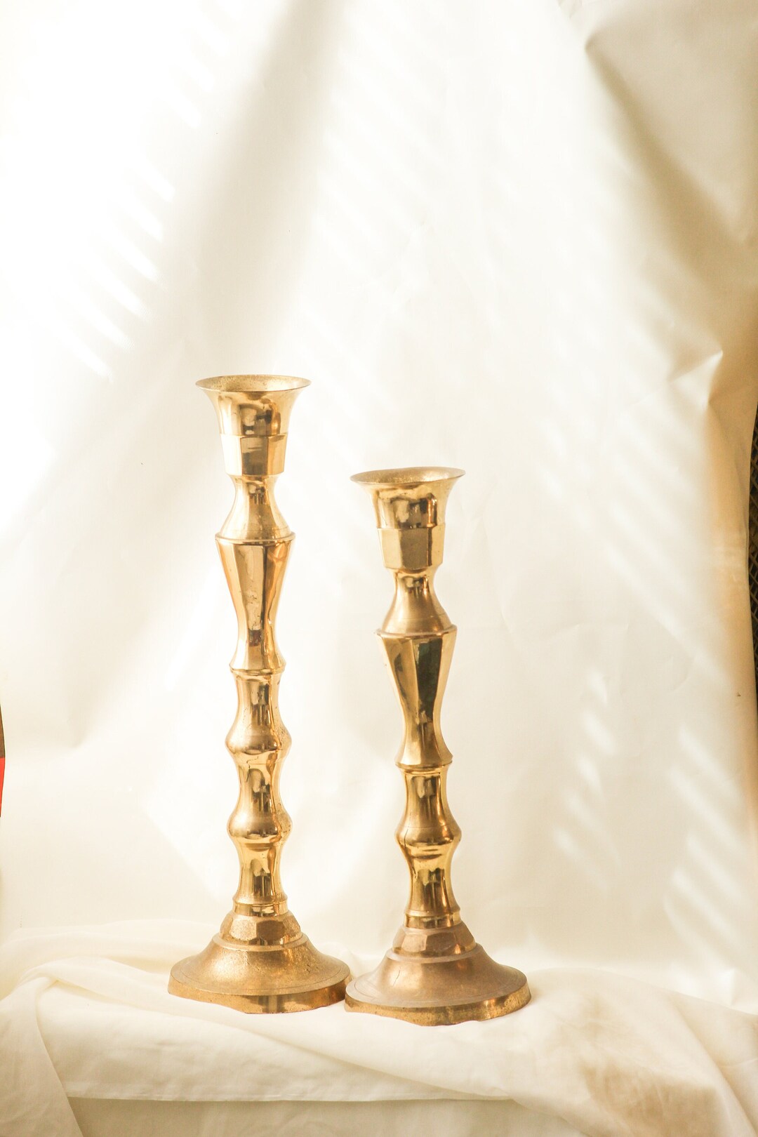 Pair of Giant Brass Candle Holders Large Brass Candle Etsy