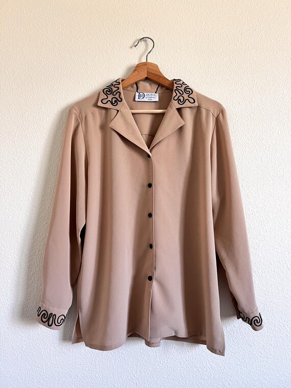 Light Brown Embellished Button Up, Contemporary B… - image 4