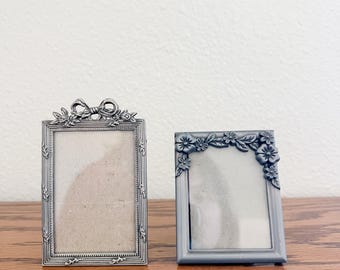 Little Pewter Frames, Small Silver Frame, Little Pewter Frame, Pair of Tiny Pewter Frames, Assorted Pewter Frames, Vintage Silver Frame