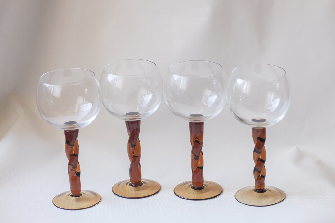 Braided Stem Wine Glasses, Amber Stem Wine Glasses, Contemporary Wine