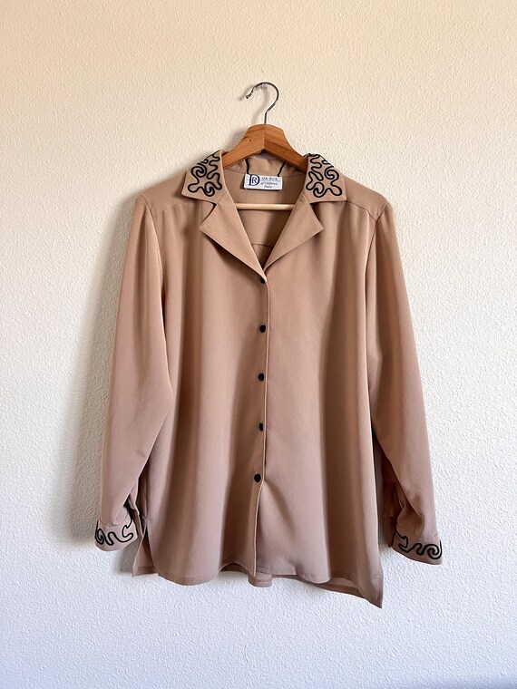 Light Brown Embellished Button Up, Contemporary B… - image 2