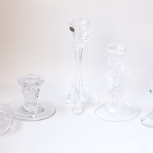 Build Your Own Candle Holder Set, Crystal Candle Holders, Vintage Glass Candle Holders, Mismatched Candle Holders, Clear Candle Holders