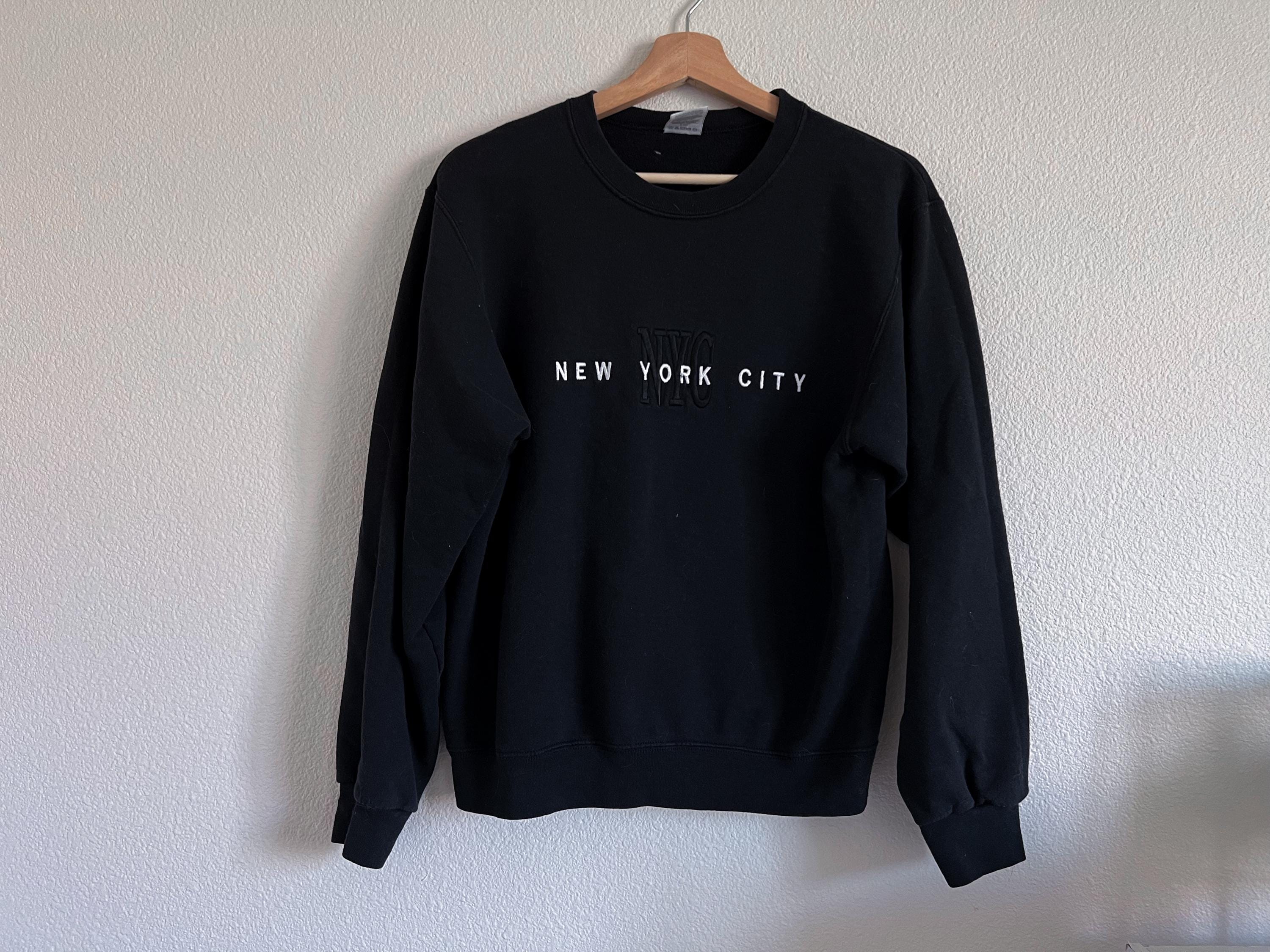 Vintage New York City Sweatshirt, NYC Crewneck, Vintage NYC Apparel, Black NYC Sweatshirt, Embroidered New York Sweatshirt, New York Jacket