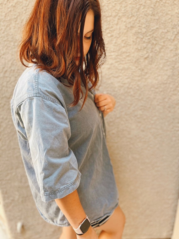 Vintage Denim Button Up, Denim Button Down, Denim… - image 3