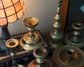 Vintage Brass Candlestick Holders | Build Your Own Brass Candle Holder Set | Mismatched Brass Candles | Wedding Centerpieces