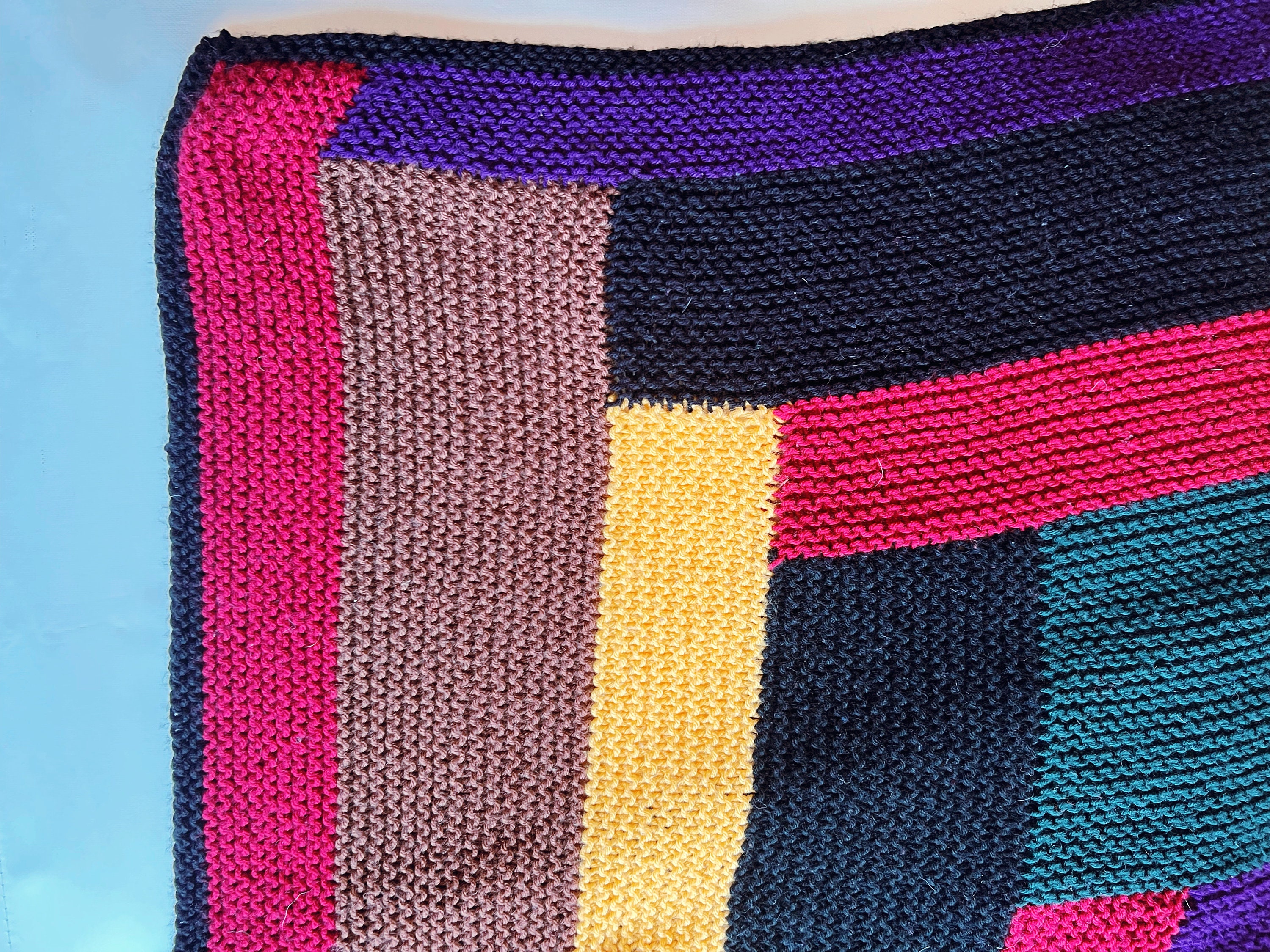 Color Block Afghan, Vintage Abstract Afghan, Rainbow Blanket ...