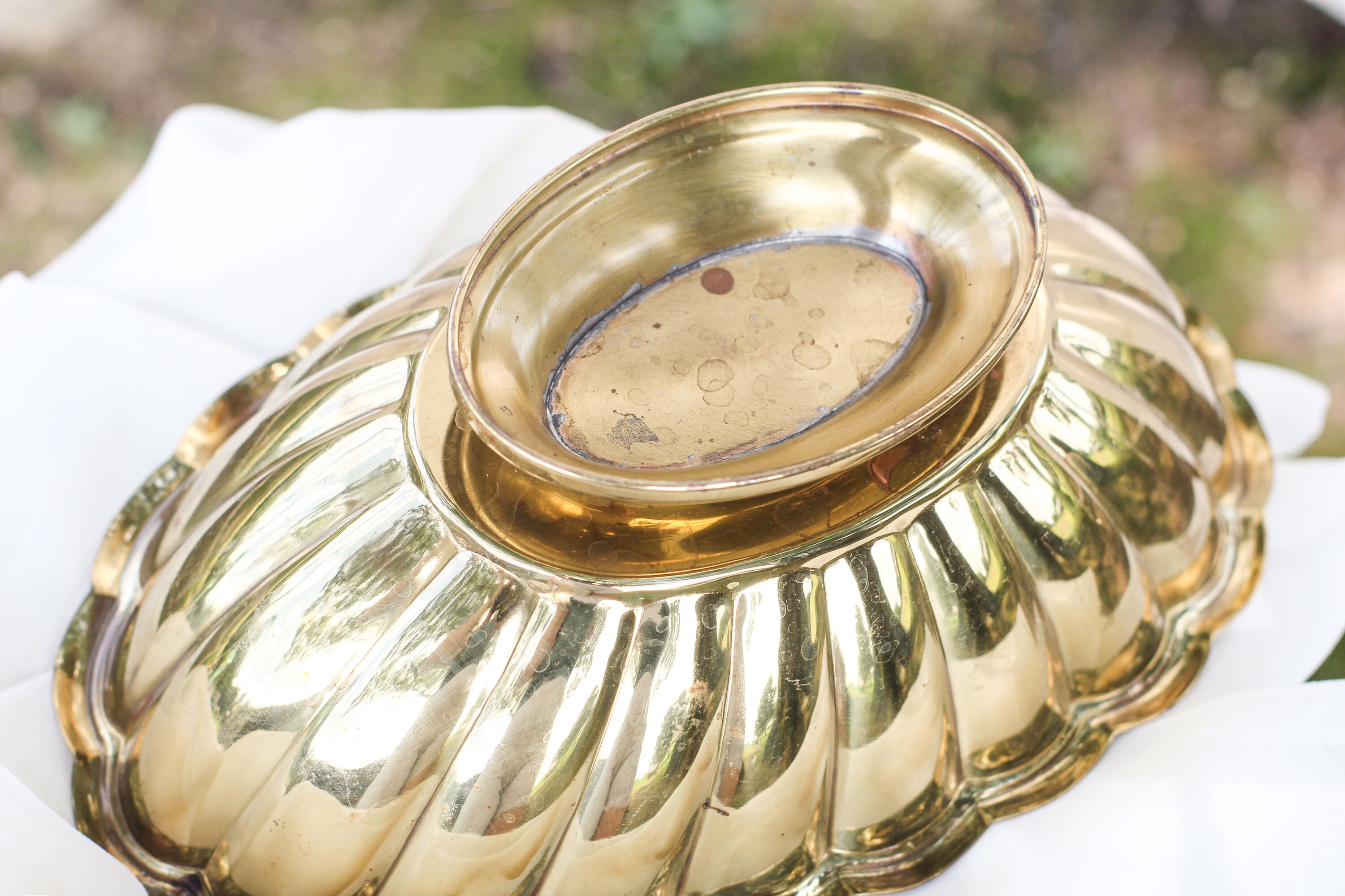 Scalloped Brass Bowl Brass Fruit Bowl Vintage Brass Bowl Etsy