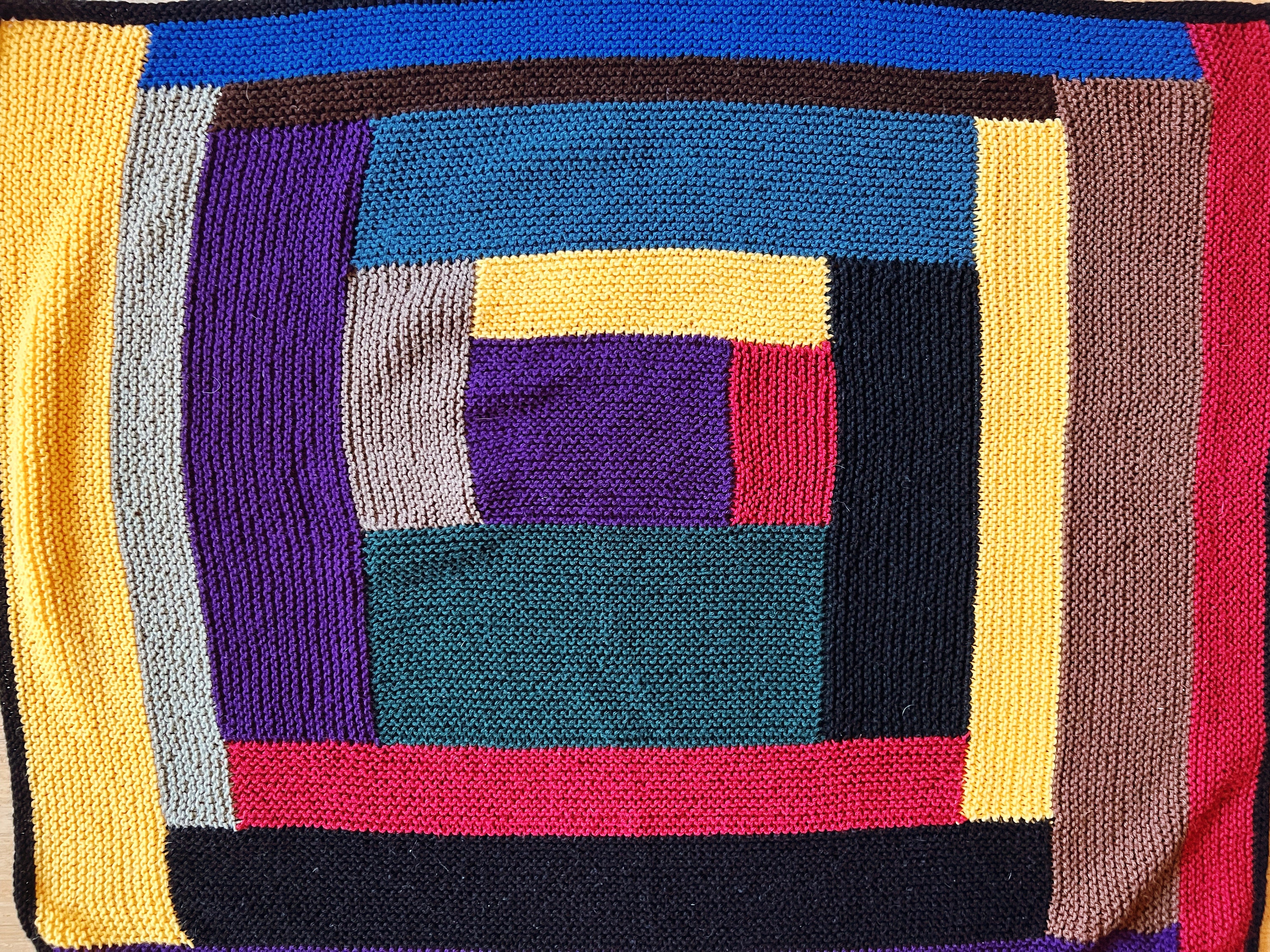 Color Block Afghan, Vintage Abstract Afghan, Rainbow Blanket ...