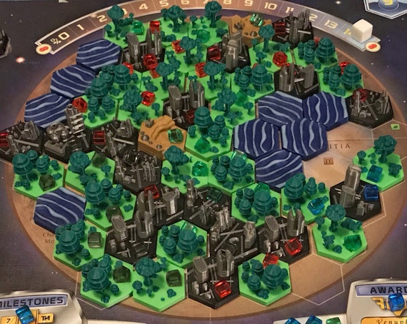 Terraforming Mars Full Tile Hexagon Set Forest Cities Etsy