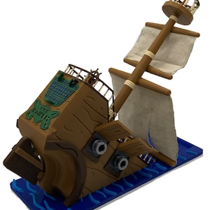3D Printed Full-Color Sinking Pirate Ship Dice Tower - Customizable, Pre-Assembled