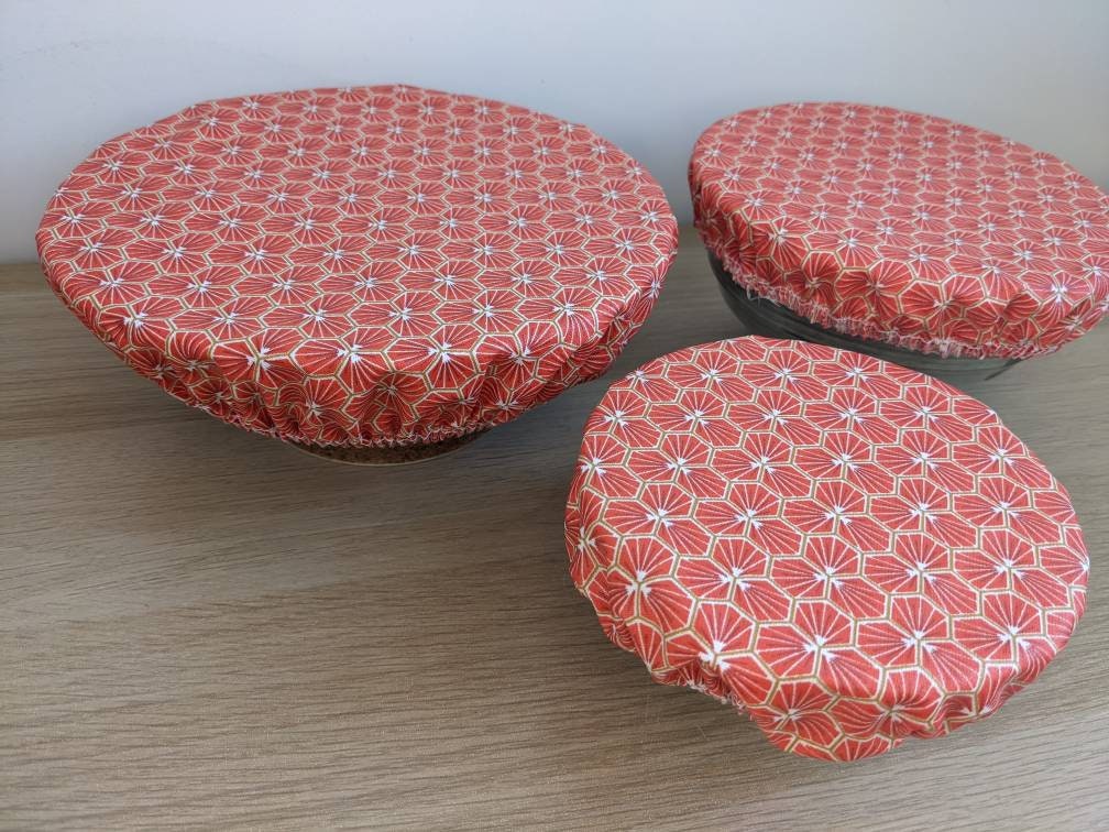 Lot de 3 Charlottes Couvre Plat Différentes Tailles Grande, Moyenne, Petites, en Tissu Oeko-Tex et É