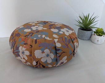 ZAFU or round meditation cushion top in ecological cotton BIO handmade in France, spiritual gift and original relaxation