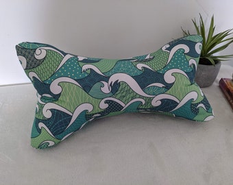 Reading bone cushion Japanese green waves book cushion neck wedge reading accessory heavy book support reading elongated reader gift