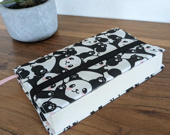 Protector de libros formato grande, pequeño o de bolsillo, baby panda mangas, en tejido orgánico con marcapáginas integrado, funda para libros