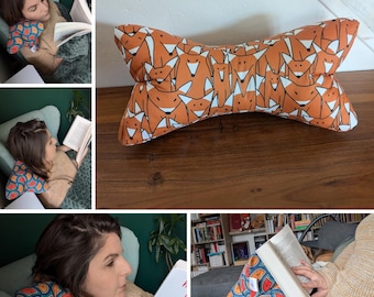 OS reading cushion ergonomic reading support book reading lying down fox, fox book accessory organic fabric French