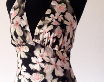 Neckholder Magnolie, Top, blumenprint,Jersey,Sommer top