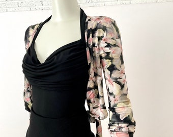 Bolero Magnolie mit langem Ärmel, Jersey, Blumen Print, Bolero,kleine Jacke,Überwurf