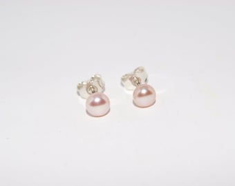 Rosé Perlen Ohrstecker 925 Silber, rosé Süßwasser Zuchtperle, sterlingsilber,Ohrschmuck,Ohrstecker