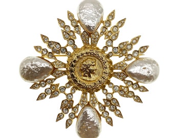 Rare Christian Lacroix Crystal Cross Pendant/Brooch with