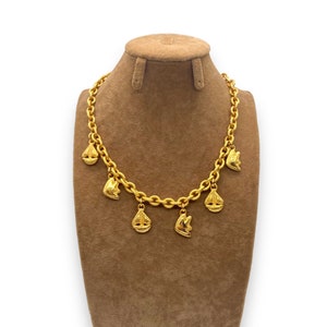 Collana Di Halloween Con Ciondoli Zucca Pipistrello E Scritta - Placcata Oro 14K