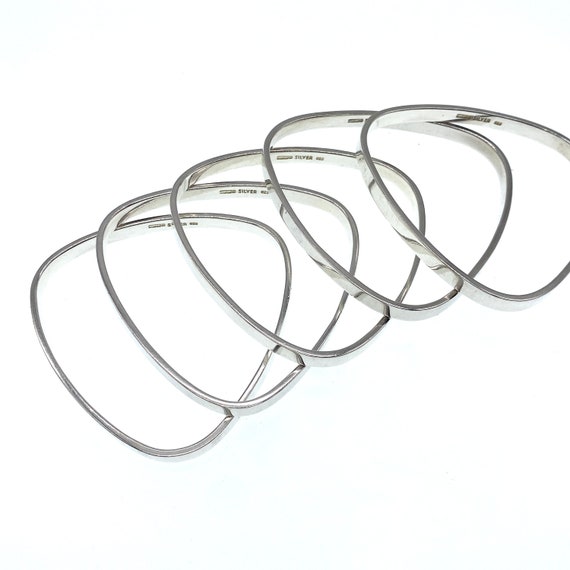 Vintage Sterling Silver Stacking Bangles: Set of … - image 1