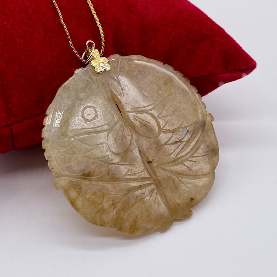 Vintage Chinese Jade Koi Pendant and Chain.
