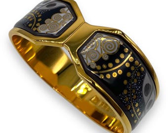 Frey Wille Contessa armband: 24 karat guldpläterad eldemalj abstrakt konst, originalask