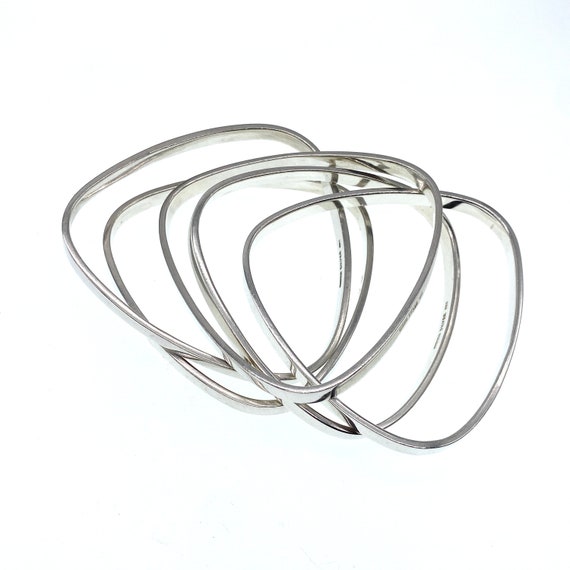 Vintage Sterling Silver Stacking Bangles: Set of … - image 4