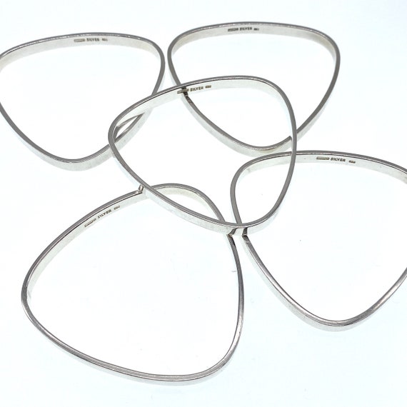 Vintage Sterling Silver Stacking Bangles: Set of … - image 2