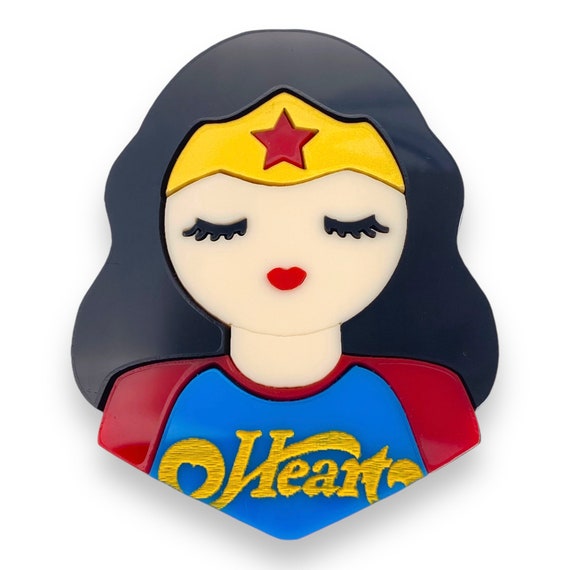 Baccurelli Wonder Woman Acrylic Brooch Signed. Etsy