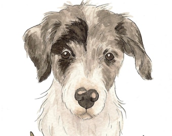 Custom Pet Portrait-- 5x7 original watercolor