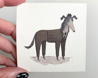 Dog in a Suit-- Original Mini Painting