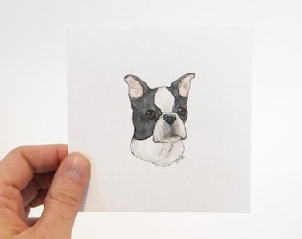 Mini Custom Pet Portrait-- 4x4 original watercolor