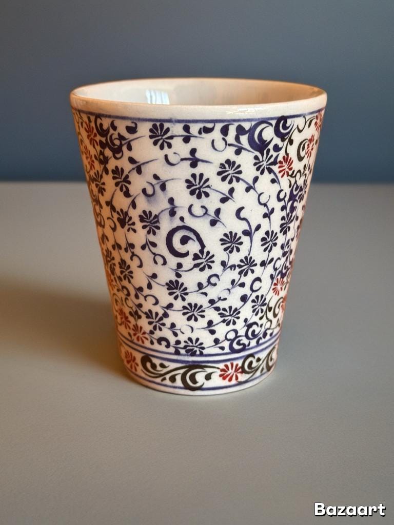 Handleless Design Cups Handmade Ceramic Handleless Cup Haliç Style Ottoman Design - Etsy