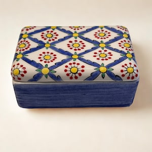 Handmade Turkish Ceramic Box  Kutahya Tile Inspired Jewelry Candy or Keepsake Versatile Storage Box