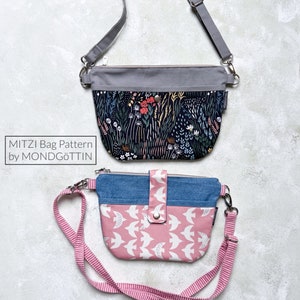 MITZI Bag sewing pattern, 2 sizes, crossbody bag pattern, bag sewing