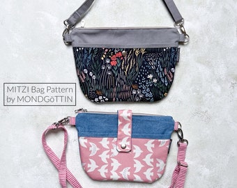 MITZI Bag sewing pattern, 2 sizes, crossbody bag pattern, bag sewing