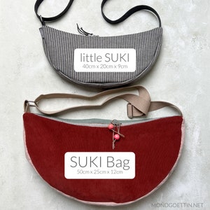 SUKI Bag Sewing Pattern, Sewing Half Moon Bag, 2 Sizes, Crossbody Bag Pattern image 2