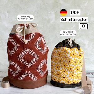 BILLIE Bag, sewing pattern, 2 sizes, sling bag, crossbody bag, sewing a bag, video tutorial