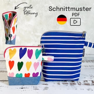 RIVA Bag, Schnittmuster, 2 Größen + 2 Modelle, Kosmetiktasche, Tasche nähen, Videoanleitung